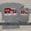 First Mothers Day mama baby buffalo plaid bear matching DARK shirt gift set