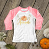 Fall pumpkin glitter or foil personalized girls raglan shirt