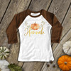 Fall pumpkin glitter or foil personalized girls raglan shirt
