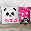 Panda face throw pillowcase with back pattern and optional pillow insert