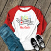 Teacher heart my students school supplies adult raglan shirt