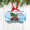 Mr & Mrs First Christmas mountains holiday ornament