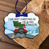 Mr & Mrs First Christmas mountains holiday ornament