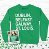 St. Patrick's Day dogtown or st. louis shamrock glitter option adult crew neck sweatshirt