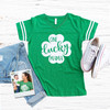 St. Patrick's Day shamrock one lucky mama vintage GREEN v-neck shirt