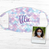 Mermaid scallop pattern personalized fabric face mask