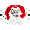 All-star hockey birthday boy any age personalized raglan shirt