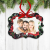 Christmas family photo berries and flowers personalized holiday ornament