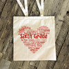 Valentine heart collage teacher name grade personalized tote bag