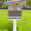 Oh henlo all bark and no bite on an invisible fence small square aluminum yard sign