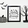 Funny Halloween moons out brooms out canvas hardboard print with white or black frame