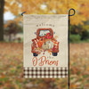 Welcome vintage pickup truck with pumpkins personalized garden flag with stand option