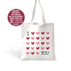 Valentine's Day i heart you red and pink hearts linen textured tote bag