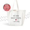 Funny all you need is love and a dog linen textured tote bag