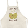 Funny olive me loves olive you valentine poly linen apron with personalization option