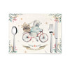 Happy Easter watercolor easter bunny table setting placemat with personalization option