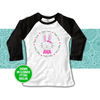 Hoppy Easter girl bunny head personalized raglan shirt