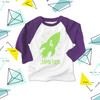 Birthday Rocket spaceship personalized raglan shirt