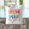 Summer vibes colorful poly linen tote bag
