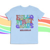 Hello first grade or any grade girl retro groovy wavy font personalized Tshirt
