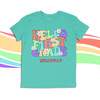 Hello first grade or any grade girl retro groovy wavy font personalized DARK Tshirt