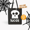 Halloween skull glow in dark black trick or treat tote bag with sparkly bow option for girls