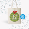 Monogrammed christmas ornament value or heavyweight tote bag