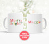 Christmas merry & bright coffee mug with personalization option