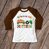 First birthday shirt childrens 1st birthday Fall tractor and pumpkin personalized raglan Tshirt