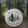 We wish you a Merry Christmas personalized round plaque sign with bow option