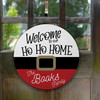 Santa welcome to our ho ho home personalized round plaque sign with bow option