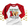 Student taco 'bout 100 days of school KIDS raglan shirt