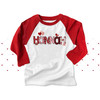 Valentine girl red and pink pattern name personalized raglan shirt