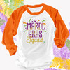 Mardi Gras squad adult raglan shirt