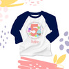 Birthday shirt lollipop and cupcake girl birthday sweets personalized raglan Tshirt