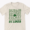 St. Patrick's Day Dublin Belfast Galway St. Louis or any city retro wavy text unisex adult Tshirt
