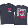 St. Louis soccer city retro wavy text front and back print dark Tshirt