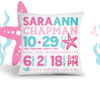 Birth announcement pillow sea life whale and starfish custom throw pillowcase pillow