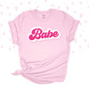 Bachelorette party bride or babe retro hot pink font unisex Tshirt