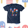 Fourth of July red white blue ice cream white ink personalized Tshirt