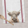 Funny farm animals highland cow with glasses novelty cotton tea towel