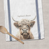 Funny farm animals highland cow with glasses novelty cotton tea towel