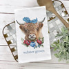 Fourth of July patriotic highland cow summer novelty cotton tea towel