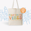 Preschool first grade any grade colorful vibes teacher personalized tote bag