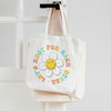 Let's root for each other smiling daisy teacher tote bag