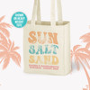 Bachelorette party sun salt sand beach theme personalized tote bag