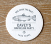 Bachelor party she took the bait personalized round pulpboard coasters