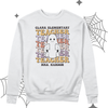 Halloween ghost teacher retro wavy font personalized unisex adult sweatshirt