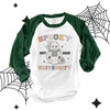 Halloween teacher spooky university unisex adult raglan shirt