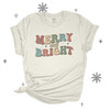 Christmas merry and bright retro groovy unisex adult Tshirt